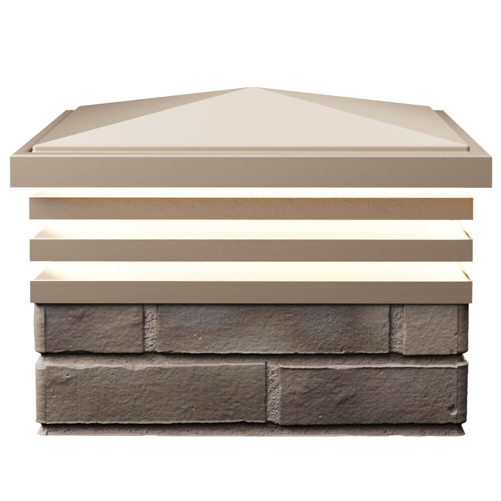 Колпак Zking Бона ХайТек Бежевый на столб 1.5х1.5 кирпича (385х385мм) с подсветкой в Томске фото