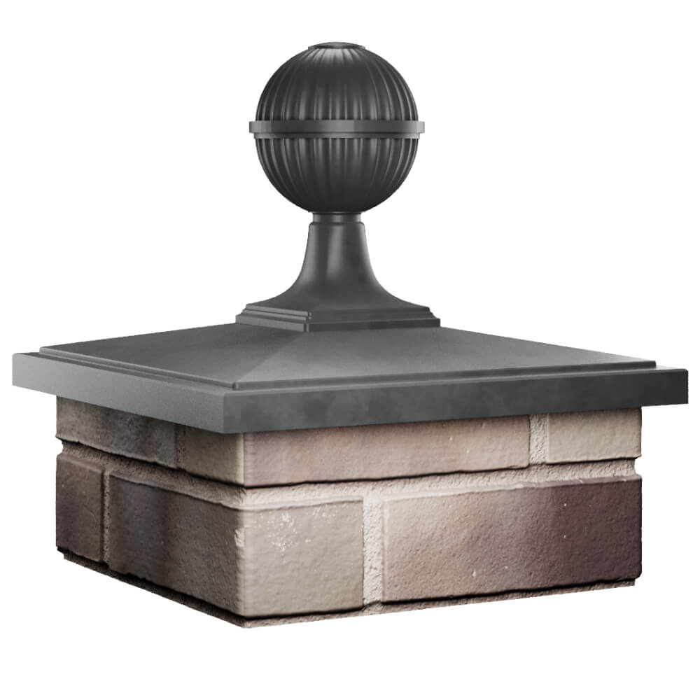 Колпак Zking БонаМоно Серый с шаром на столб 1.5х1.5 кирпича (385х385, 400х400мм) в сборе в Томске фото