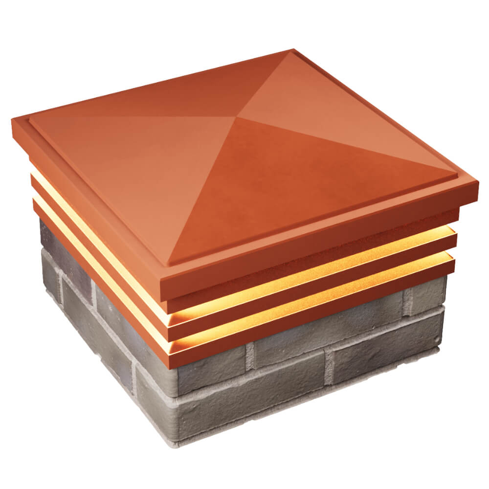 Колпак Zking Бона ХайТек Красный на столб 1.5х1.5 кирпича (385х385мм) с подсветкой в Томске фото