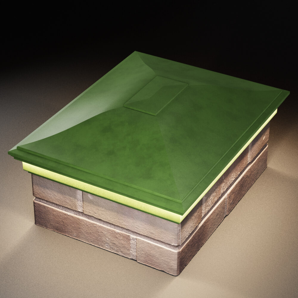 Колпак Zking Монблан Зеленый на столб 2х1.5 кирпича (515х385мм) c подсветкой в Томске фото