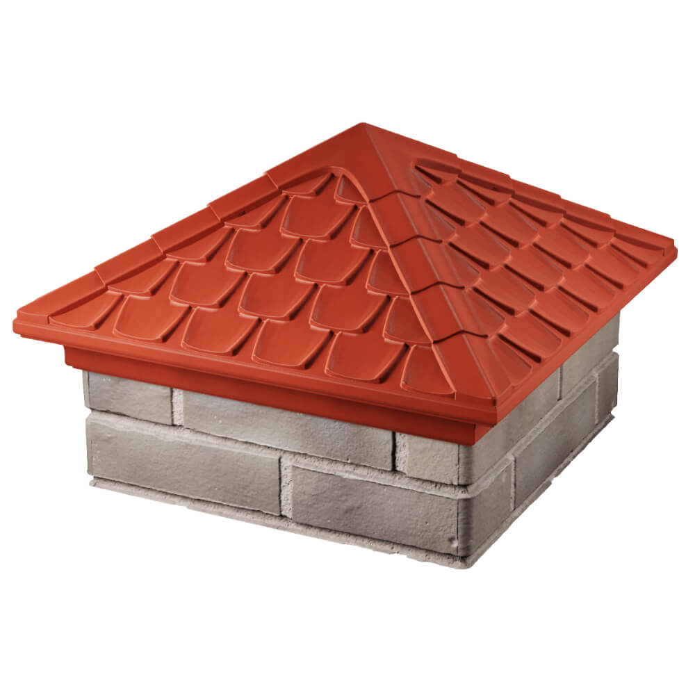 Колпак Zking Эльбрус Красный на столб 1.5х1.5 кирпича (385х385мм) в Томске фото