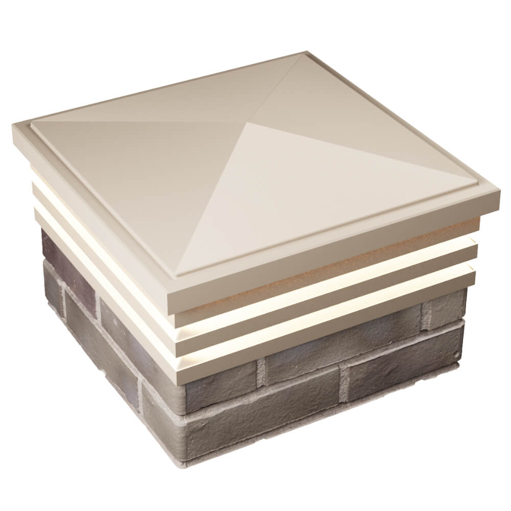 Колпак Zking Бона ХайТек Бежевый на столб 1.5х1.5 кирпича (385х385мм) с подсветкой в Томске фото