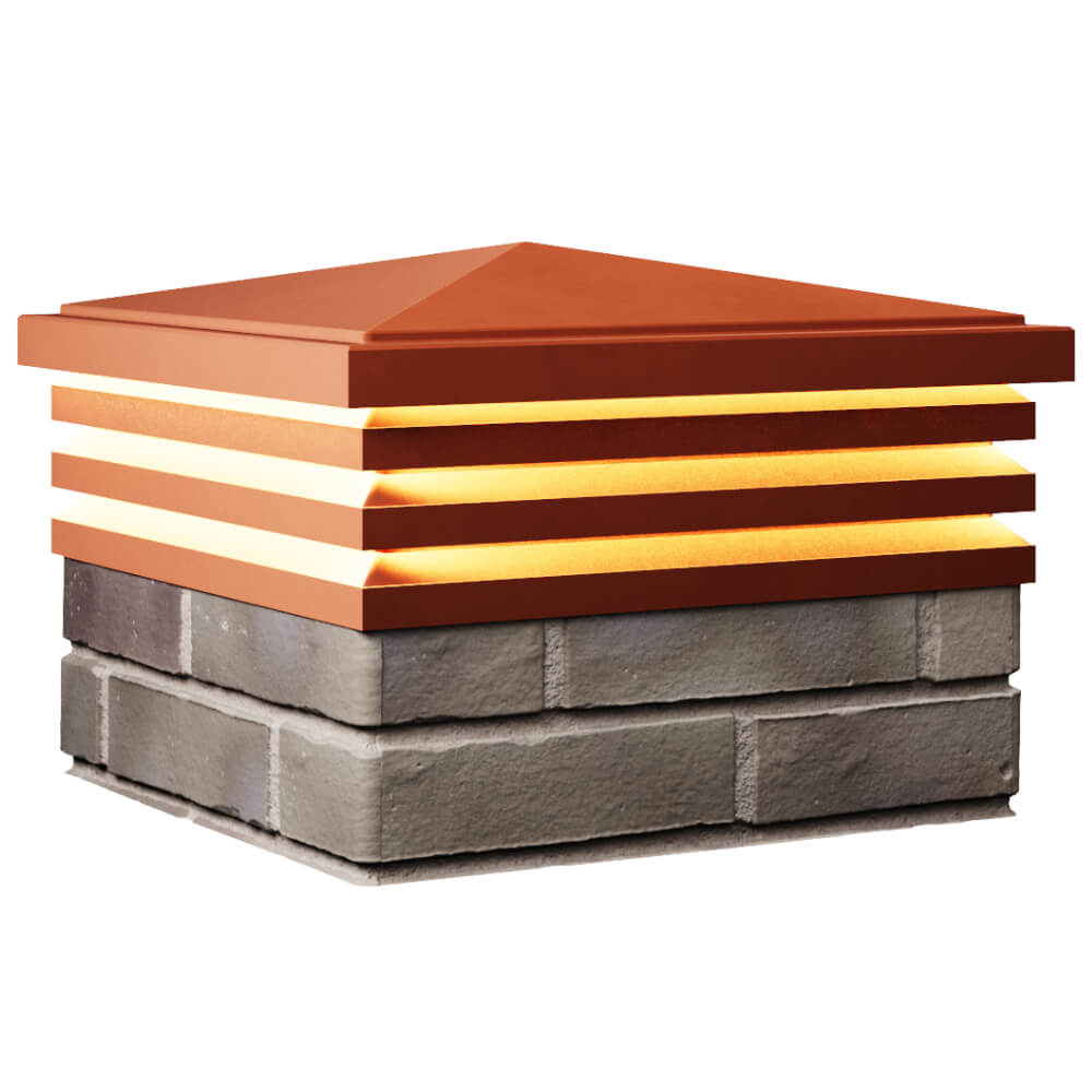 Колпак Zking Бона ХайТек Красный на столб 1.5х1.5 кирпича (385х385мм) с подсветкой в Томске фото