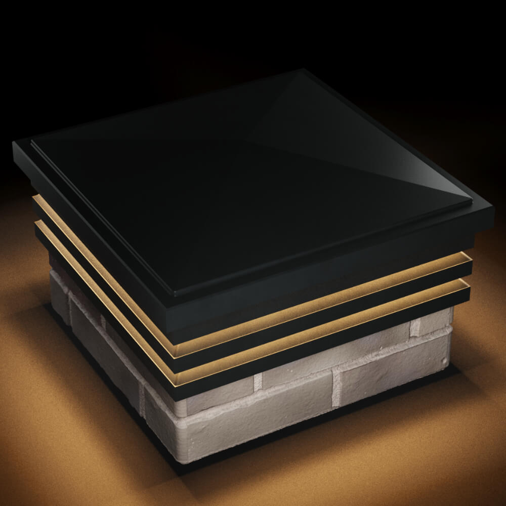 Колпак Zking Бона ХайТек Черный на столб 1.5х1.5 кирпича (385х385мм) с подсветкой в Томске фото