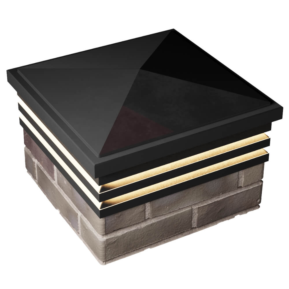 Колпак Zking Бона ХайТек Черный на столб 1.5х1.5 кирпича (385х385мм) с подсветкой в Томске фото