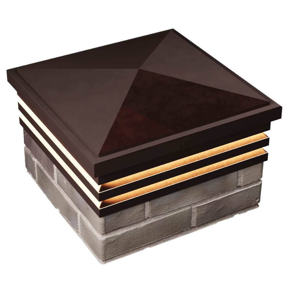 Колпак Zking Бона ХайТек Коричневый на столб 1.5х1.5 кирпича (385х385мм) с подсветкой в Томске фото