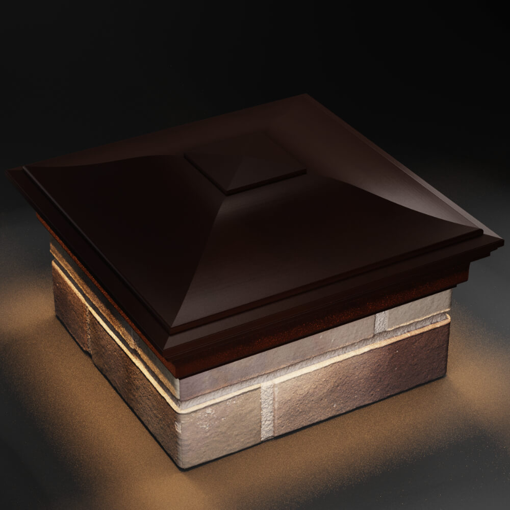 Колпак Zking Монблан Коричневый на столб 1.5х1.5 кирпича (385х385мм) с подсветкой в Томске фото