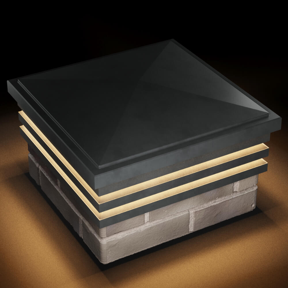 Колпак Zking Бона ХайТек Серый на столб 1.5х1.5 кирпича (385х385мм) с подсветкой в Томске фото