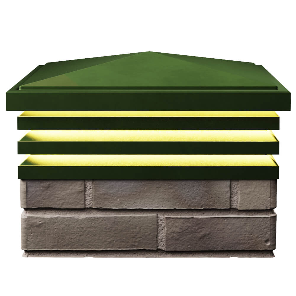 Колпак Zking Бона ХайТек Зеленый на столб 1.5х1.5 кирпича (385х385мм) с подсветкой в Томске фото