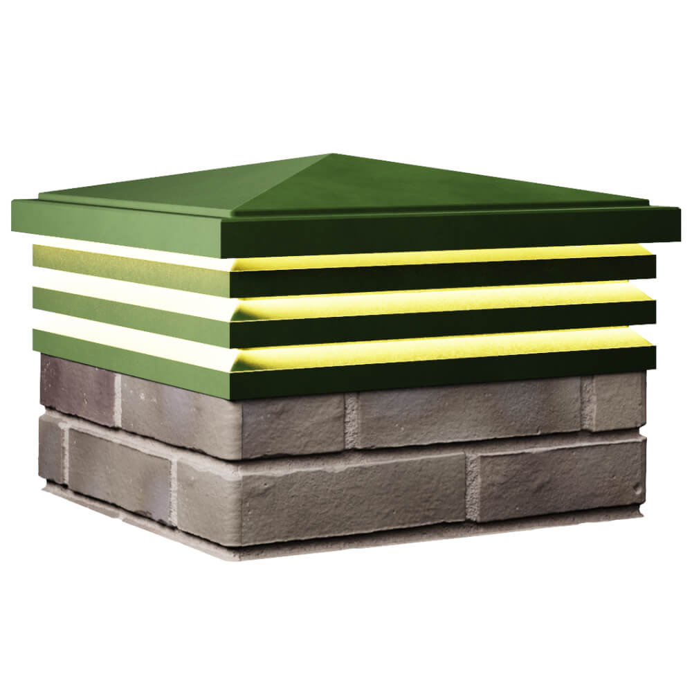 Колпак Zking Бона ХайТек Зеленый на столб 1.5х1.5 кирпича (385х385мм) с подсветкой в Томске фото