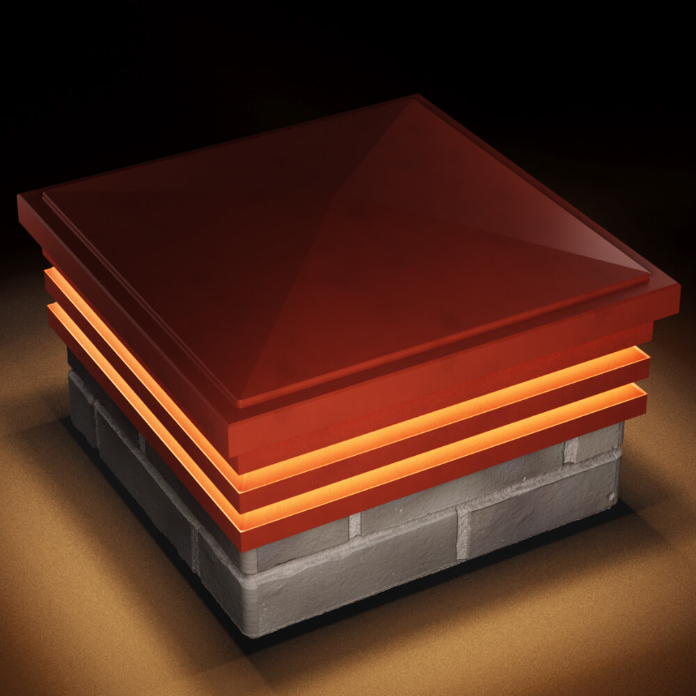 Колпак Zking Бона ХайТек Красный на столб 1.5х1.5 кирпича (385х385мм) с подсветкой в Томске фото