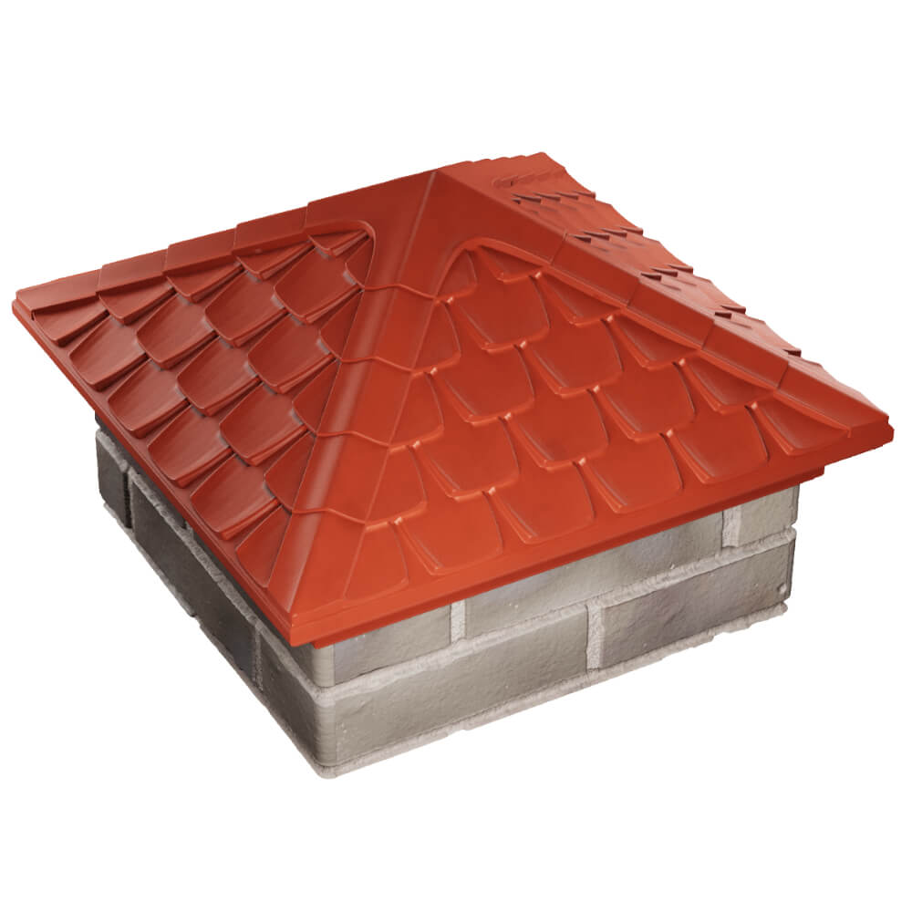 Колпак Zking Эльбрус Красный на столб 1.5х1.5 кирпича (385х385мм) в Томске фото