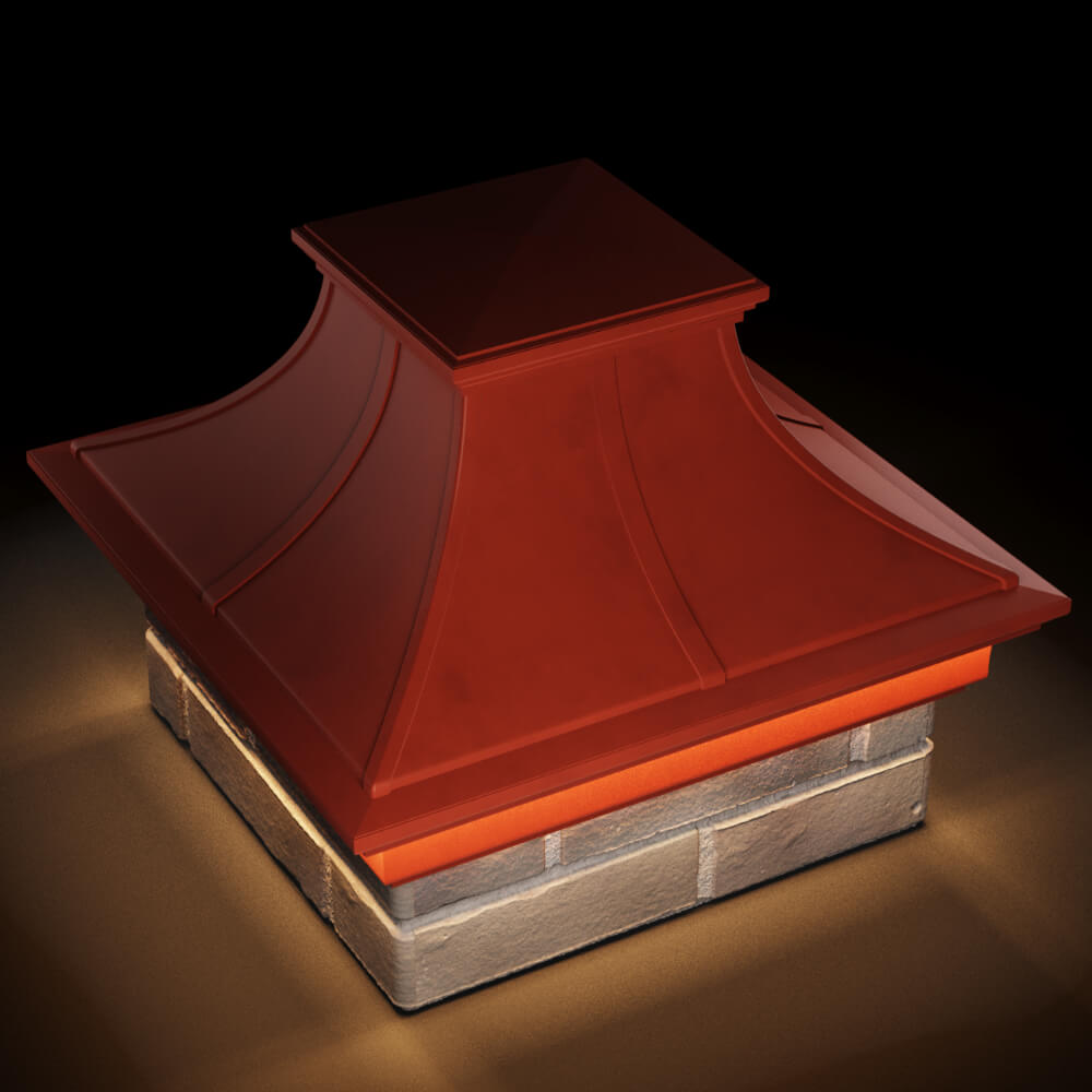 Колпак Zking Монблан Премиум Красный на столб 1.5х1.5 кирпича (385х385мм) с подсветкой в Томске фото