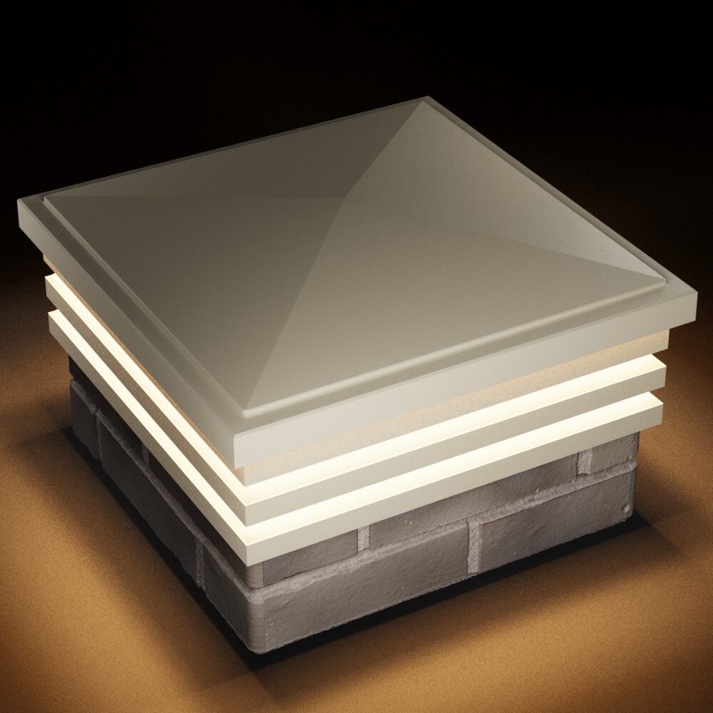 Колпак Zking Бона ХайТек Бежевый на столб 1.5х1.5 кирпича (385х385мм) с подсветкой в Томске фото