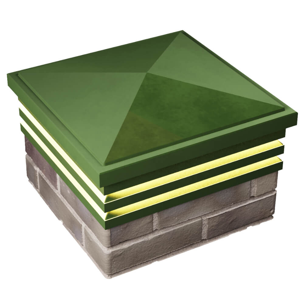 Колпак Zking Бона ХайТек Зеленый на столб 1.5х1.5 кирпича (385х385мм) с подсветкой в Томске фото