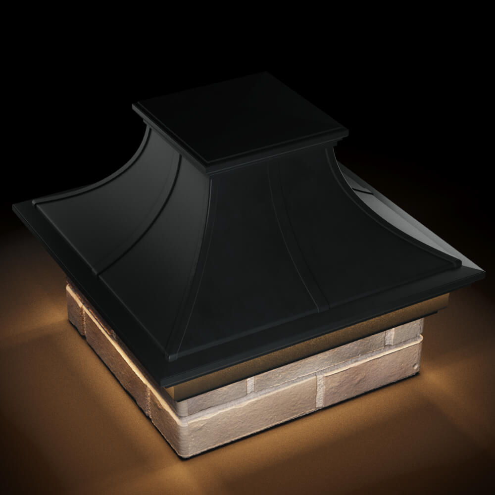 Колпак Zking Монблан Премиум Черный на столб 1.5х1.5 кирпича (385х385мм) с подсветкой в Томске фото