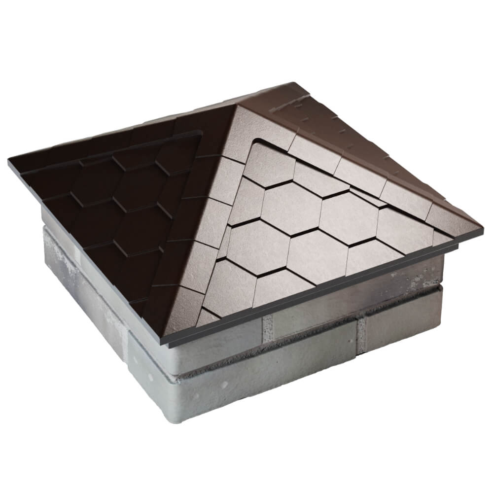 Колпак Zking Эверест Коричневый на столб 1.5х1.5 кирпича (390х390мм) в Томске фото