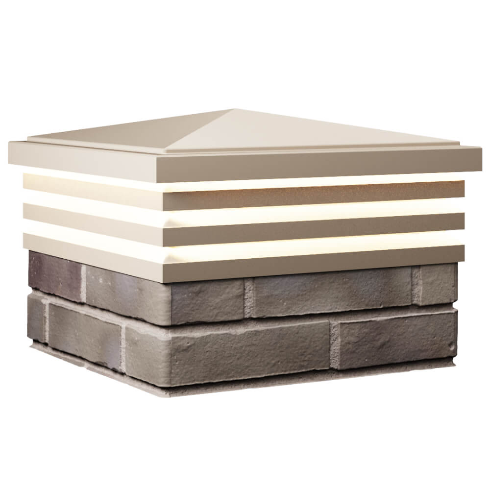 Колпак Zking Бона ХайТек Бежевый на столб 1.5х1.5 кирпича (385х385мм) с подсветкой в Томске фото