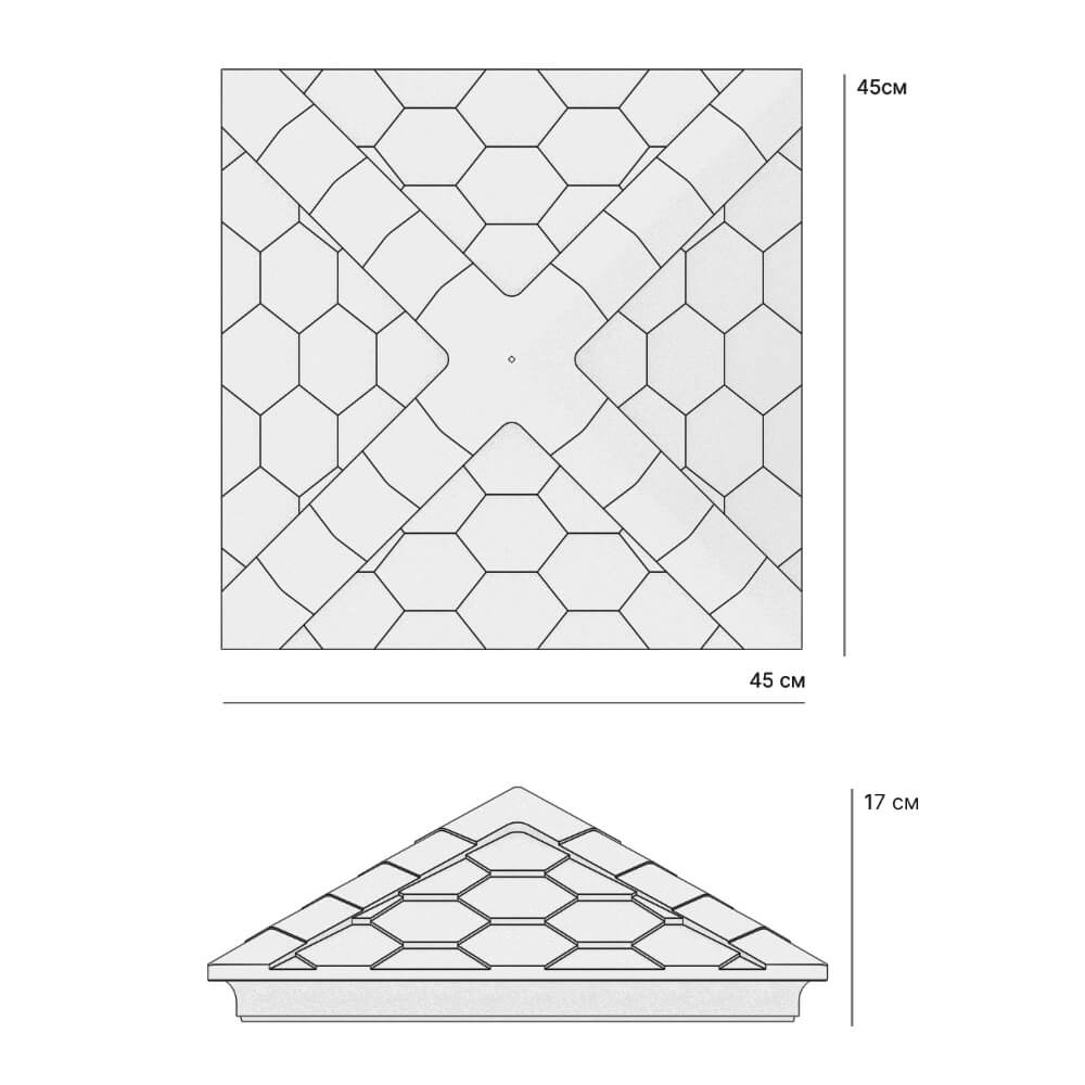 Колпак Zking Эверест Серый на столб 1.5х1.5 кирпича (390х390мм) в Томске фото