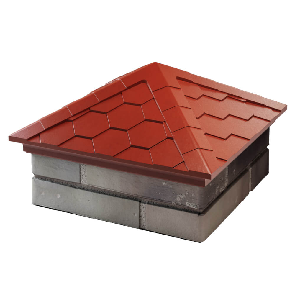 Колпак Zking Эверест Красный на столб 1.5х1.5 кирпича (390х390мм) в Томске фото