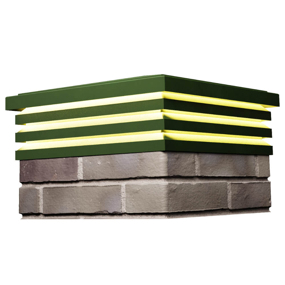 Колпак Zking Бона ХайТек Зеленый на столб 1.5х1.5 кирпича (385х385мм) с подсветкой в Томске фото