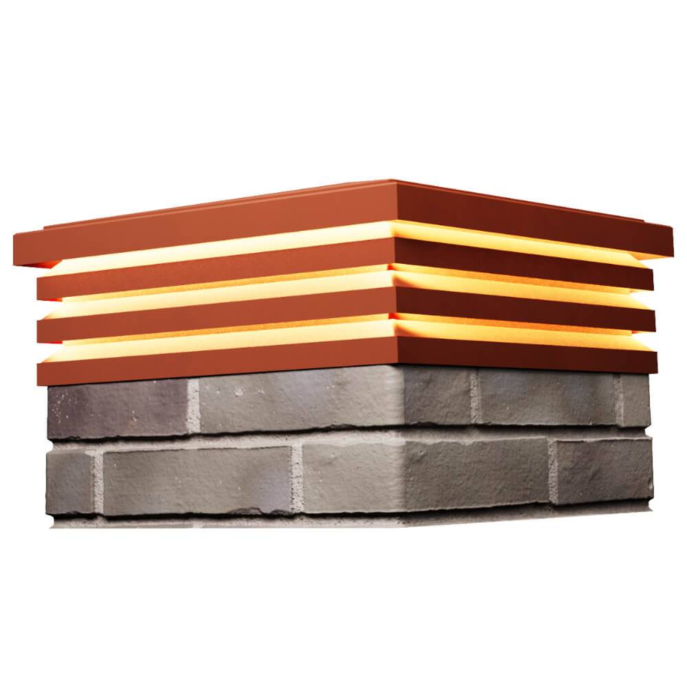 Колпак Zking Бона ХайТек Красный на столб 1.5х1.5 кирпича (385х385мм) с подсветкой в Томске фото