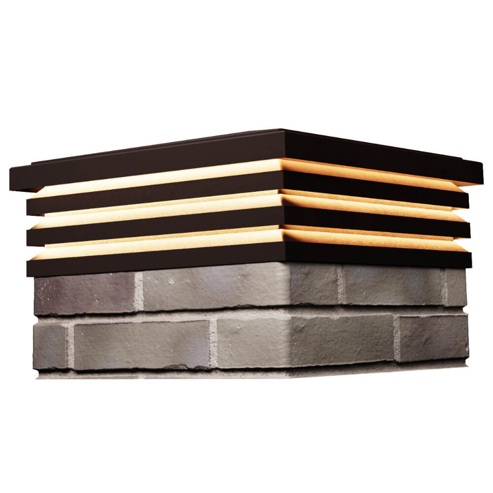 Колпак Zking Бона ХайТек Коричневый на столб 1.5х1.5 кирпича (385х385мм) с подсветкой в Томске фото