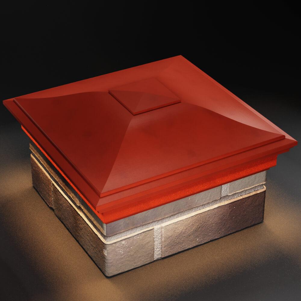 Колпак Zking Монблан Красный на столб 1.5х1.5 кирпича (385х385мм) с подсветкой в Томске фото