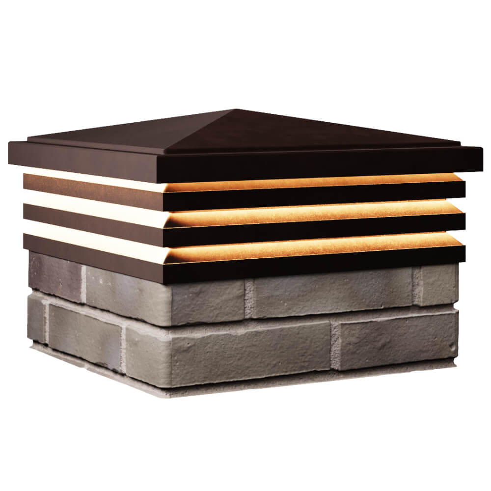 Колпак Zking Бона ХайТек Коричневый на столб 1.5х1.5 кирпича (385х385мм) с подсветкой в Томске фото