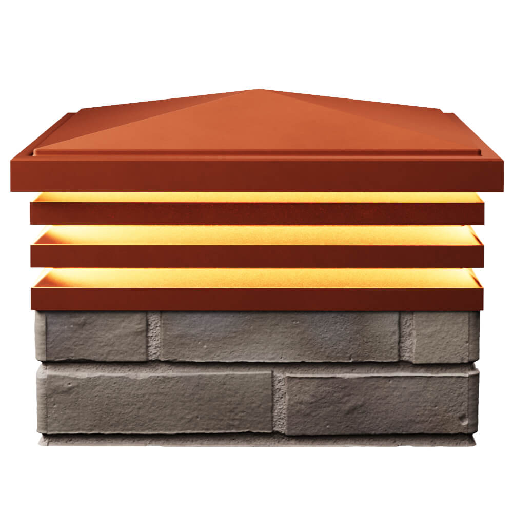 Колпак Zking Бона ХайТек Красный на столб 1.5х1.5 кирпича (385х385мм) с подсветкой в Томске фото