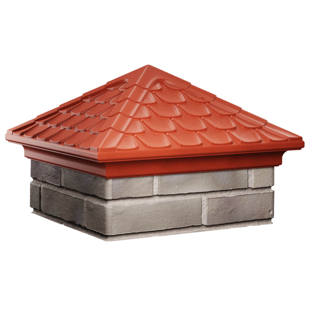 Колпак Zking Эльбрус Красный на столб 1.5х1.5 кирпича (385х385мм) в Томске фото