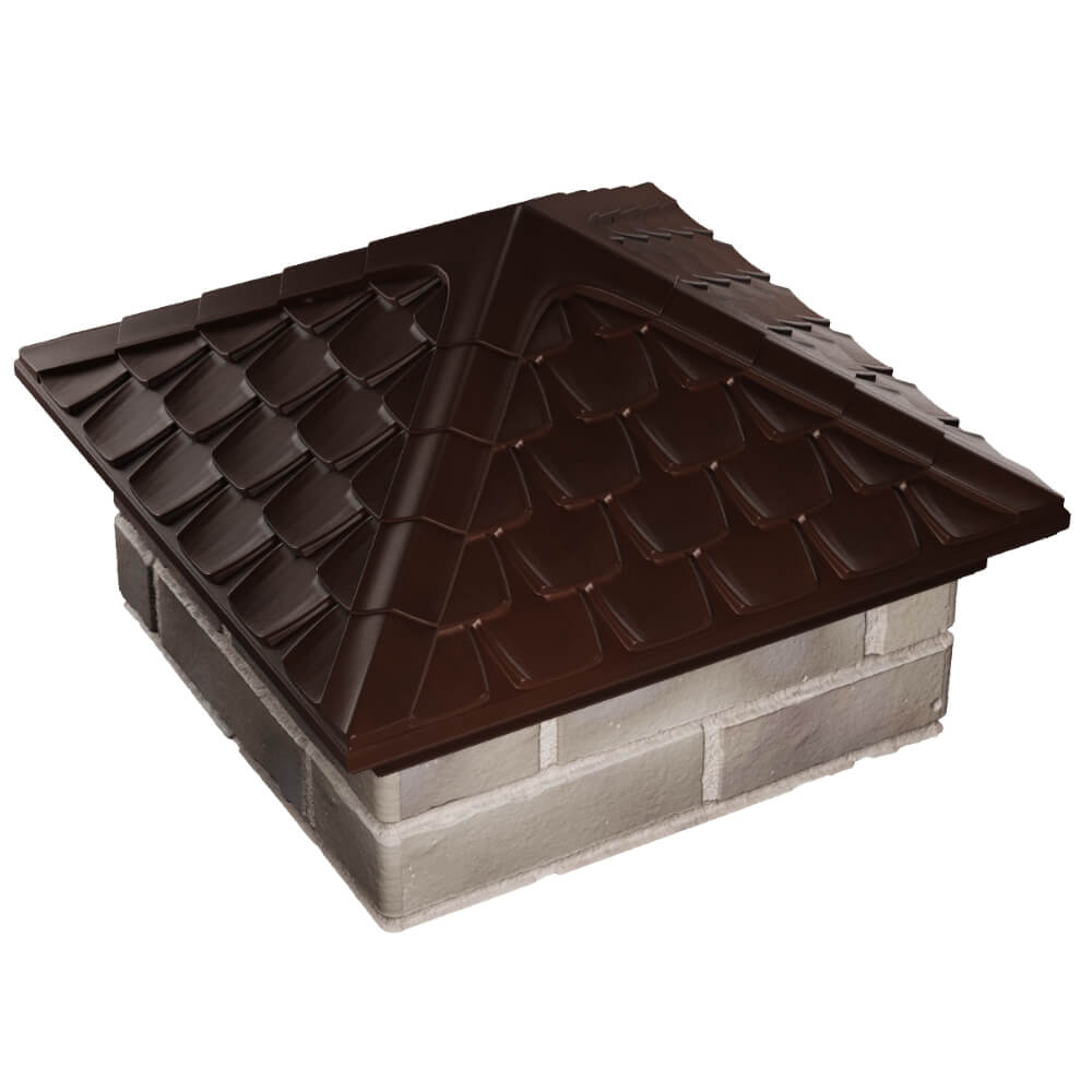 Колпак Zking Эльбрус Коричневый на столб 1.5х1.5 кирпича (385х385мм) в Томске фото