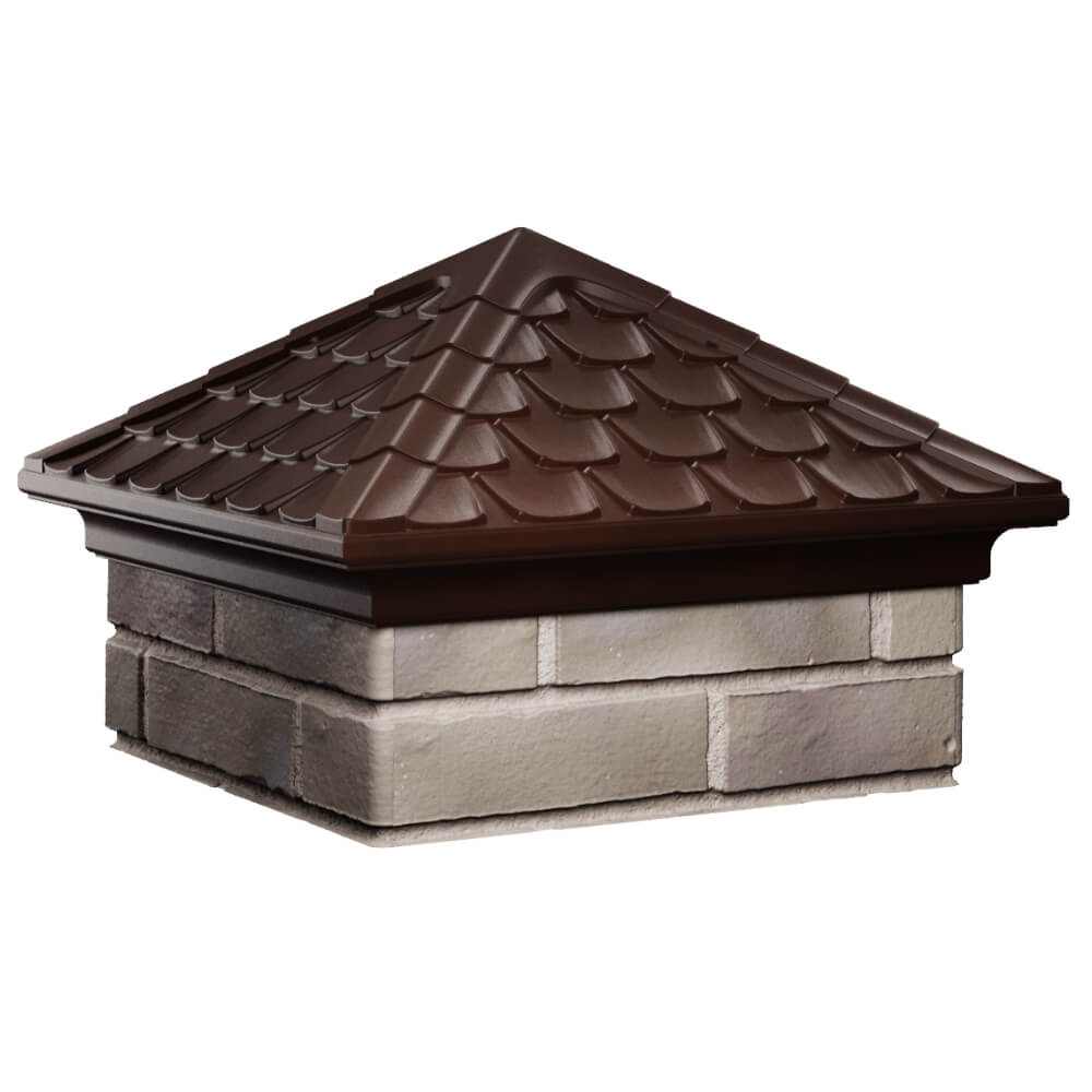 Колпак Zking Эльбрус Коричневый на столб 1.5х1.5 кирпича (385х385мм) в Томске фото