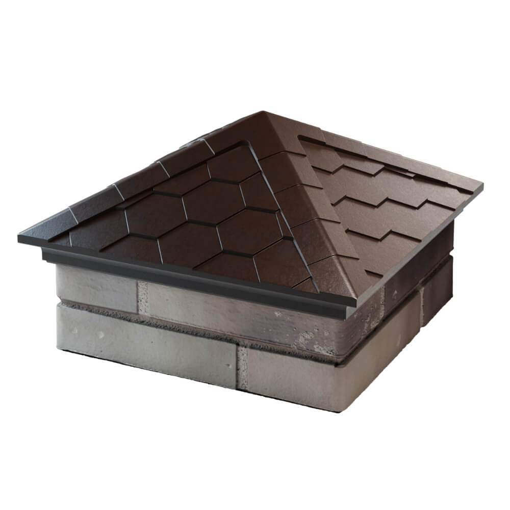 Колпак Zking Эверест Коричневый на столб 1.5х1.5 кирпича (390х390мм) в Томске фото