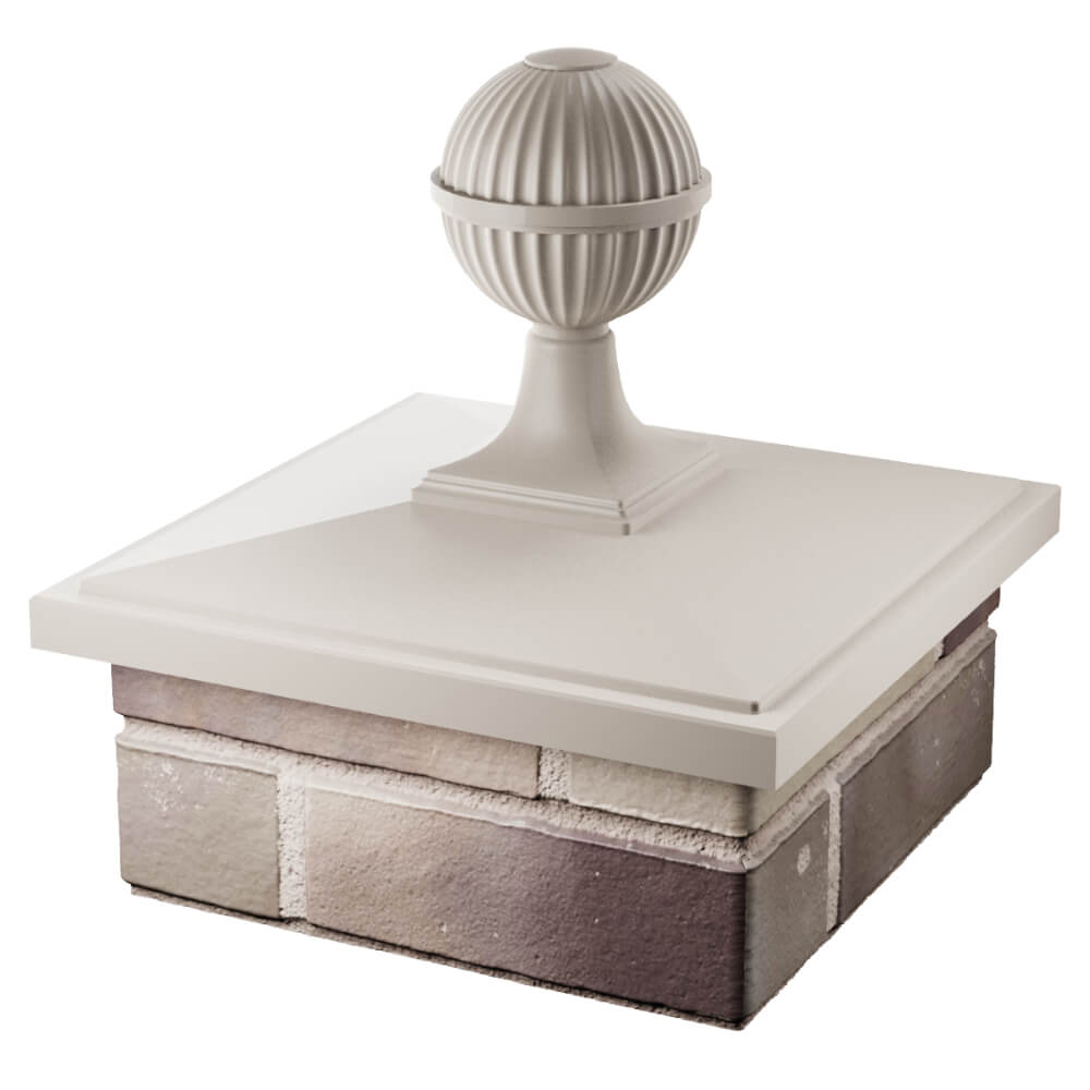 Колпак Zking БонаМоно Бежевый с шаром на столб 1.5х1.5 кирпича (385х385, 400х400мм) в сборе в Томске фото