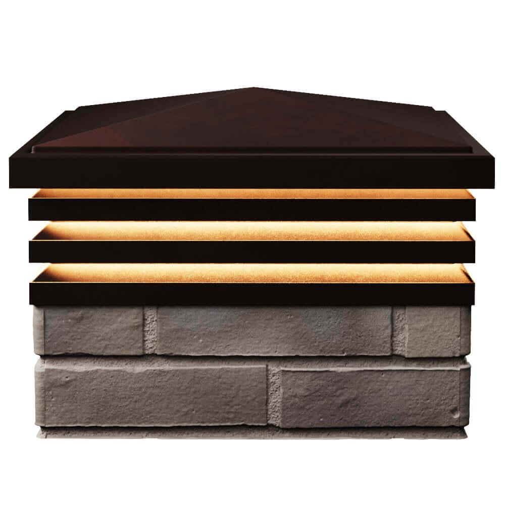 Колпак Zking Бона ХайТек Коричневый на столб 1.5х1.5 кирпича (385х385мм) с подсветкой в Томске фото